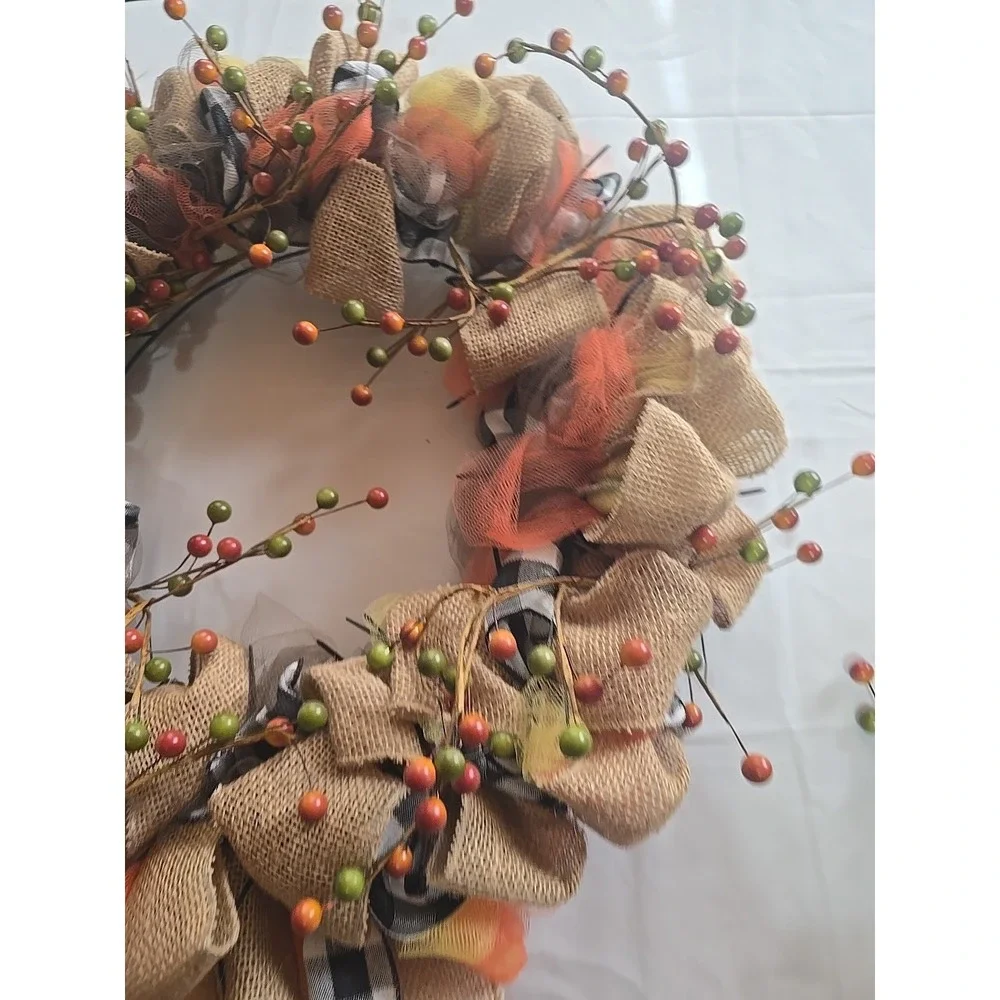 Artificial Fall Wreath Door Wall Autumn Harvesr Thanksgiving Decor 14‎ Picks